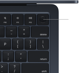 Touch ID sensor located in top right corner of MacBook Air keyboard