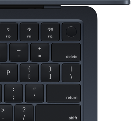 Top view of MacBook Air keyboard with Touch ID