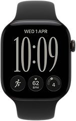 Apple Watch Series 12, aluminum case, black color, Responsive Art watch face, Sport Band, black color